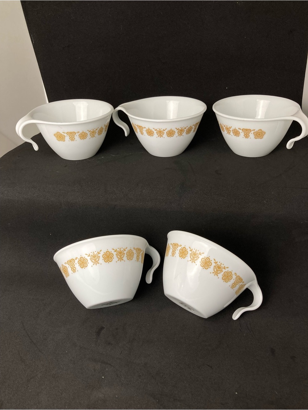 Vintage 1970's Corelle by Corning Ware Butterfly Gold 5 coffee cups